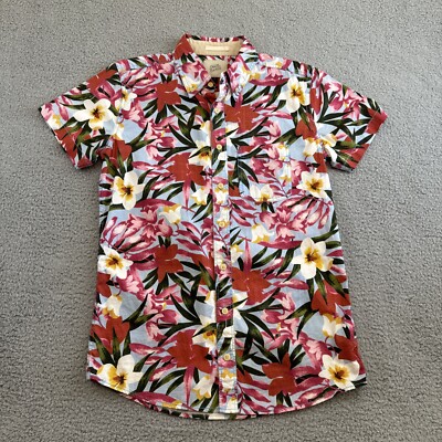 Deus Ex Machina Albie Kei Mens Short Sleeve Button Down Floral Shirt Size Medium