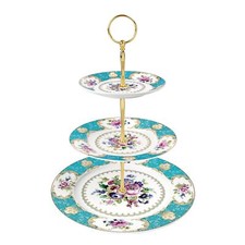 3 Tier Porcelain Cake Stand Blue Vintage Cupcake Stand Display Tower Tray For Pa