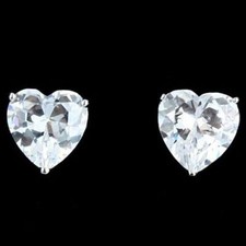 Great New White Gold Filled Cubic Zirconia CZ Heart Shape 8mm Stud Post Earrings