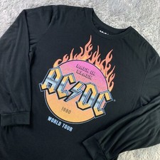ACDC Shirt Youth XXL Black Orange Pink Back In 1980 World Tour Rock Band Tee