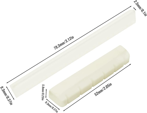2 Set Real Bone Guitar Bridge Saddle and Nut Replacement for 6 String Classical - Picture 2 of 12