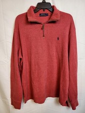 Polo by Ralph Lauren Men's Cotton 1/4 Zip Pullover Sweater - Size Large - Red