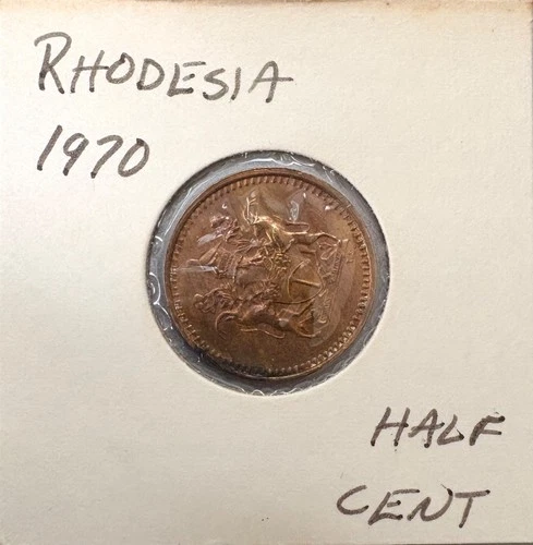 Photo of a 1970 Rhodesia 1/2 Cent from an eBay listing that sold on Jul 6, 2026
