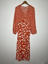 DVF Diane Von Furstenberg x Target V-Neck Ginkgo Cherry Tomato Maxi Dress Sz L