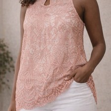 Express Floral Lace Tank Top Womens Small Blush Pink Excellent