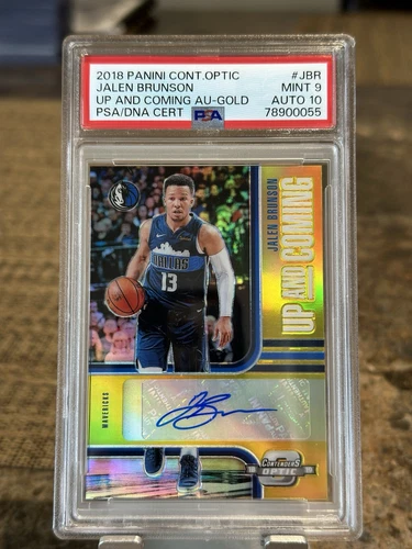 Jalen Brunson 2018 Contenders Optic RC Gold 1/10 Auto Up & Coming PSA 9/10