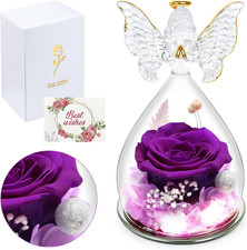 Rosa Stabilizzata a Cupola Con Angelo Rosa Eterna Regalo per Donna Moglie Fidanz