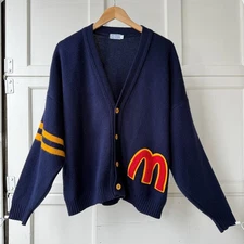 Vintage 1970s RARE McDonald’s Employee Uniform Cardigan Sweater Size XL