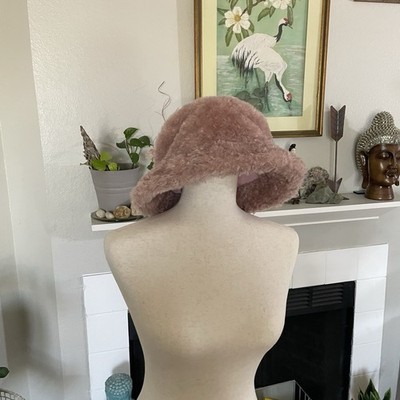 Mixit Bucket Hat Womens Onesize Faux Fur Dusty Rose /Blush Pink lining