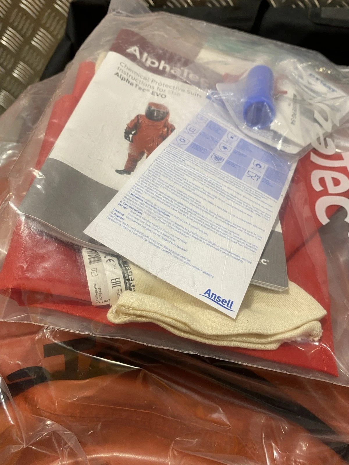 Ansell Alphatec EVO Red Hazmat Suit With Hood Size XL Brand New In Bag 7