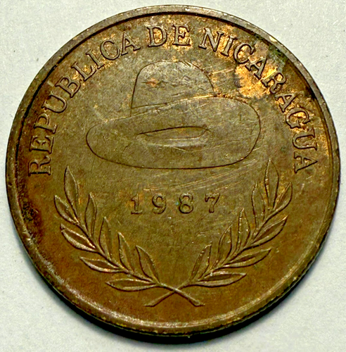 1987 NICARAGUA 5 CORDOBAS - Picture 2 of 2