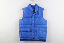 Vintage 70s Streetwear Mens XS Blank Duck Down Feather Puffer Vest Jacket Blue