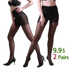 Black Pantyhose for Women Ultra-thin Tights Sheer Silky Shiny Stretch Seamless