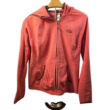 The North Face Womens Coral Pink Full Zip Fleece Hoodie Jacket Large L