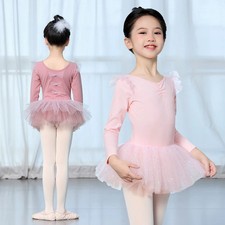 Ballet Dress for Girls Ruffle Sleeve Leotard Sequined Skirt Dance Bodysuit