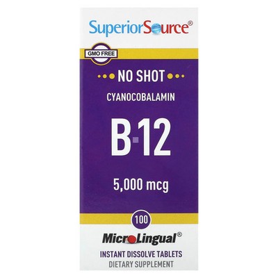 B-12 (Cyanocobalamin), 5,000 mcg, 100 MicroLingual Instant Dissolve Tablets