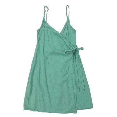 Show Me Your Mumu Wrap Mini Dress Womens Small Green Linen Blend V-Neck  Beach | eBay