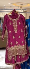 Indian Style Heavy Chinon Silk Top Palazzo With Wine Dupatta For Reception Wear