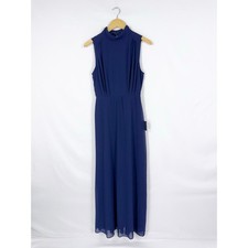 Lulus Classic Elegance Chiffon Sleeveless Mock Neck Maxi Dress Women's Sm Blue