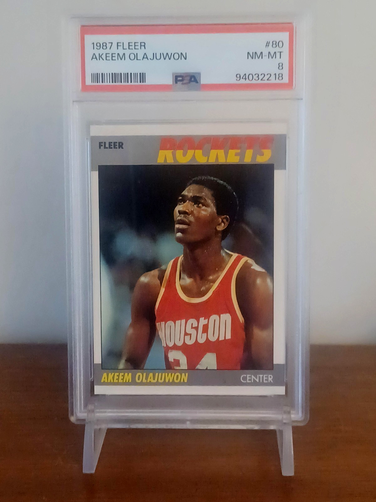 1987-88 Fleer Akeem Olajuwon Card #80 Graded PSA 8 NM-MT