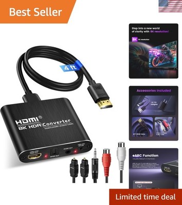 HDMI ARC/eARC Audio Extractor Converter 8K@60Hz 4K@120Hz, HDMI to Optical SPD...