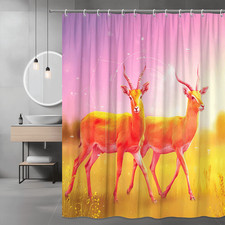 Antelope Shower Curtain Pink Yellow Wildlife Graphic