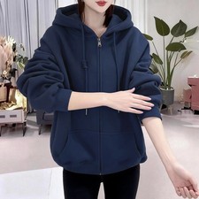 Women Lady Zip Hoodies Sweatshirt Coat Casual Hooded Jacket Coat Cardigans Solid