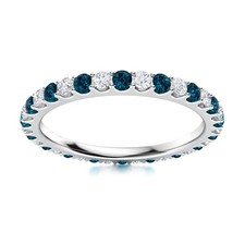 925 Sterling Silver Round London Blue Topaz Full Eternity Band Ring For Women