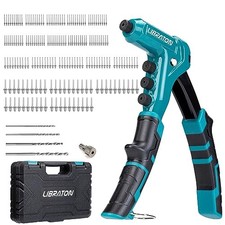 LIBRATON Hand Riveter Set with 200 Blind Rivets 4 Drill Bits 4 Toolless Nose