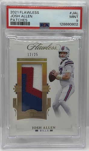 2021 PANINI FLAWLESS JOSH ALLEN GOLD PLAYER WORN PATCH #12/25 PSA 9 BILLS SP SSP