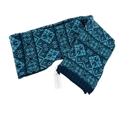 Johnstons of Elgin Merino Angora Fair Isle Scarf Teal Turquoise Scotland NEW