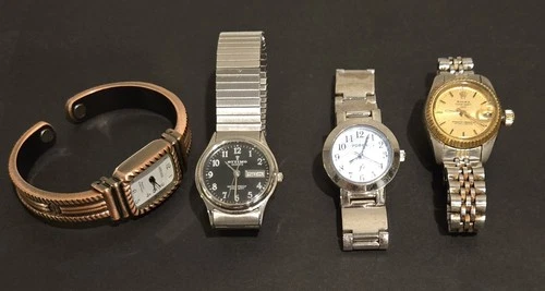 Vintage Lot of 4 Ladies Watch Fossil, Optimo, Arenix and Faux Rolex Parts