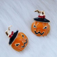1 Paar Halloween Ohr Ohrstecker KüRbis Muster Kreative Ohrringe FüR Party Daily