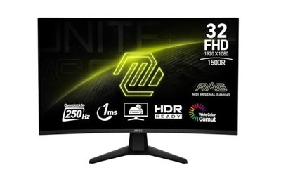 MSI MAG 32C6X 31.5'' 1920 X 1080 FHD COMPUTER MONITOR 250HZ 1MS - BLACK