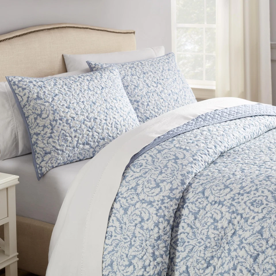 Traditions Dashing Damask 3 Piece Quilted Pattern Bedding Set, King Bed Set w... - Image 3 of 4