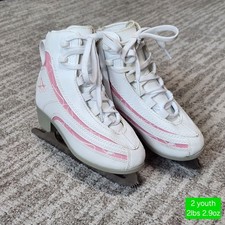 American Athletic youth Softboot ice skates with pink trim size 2
