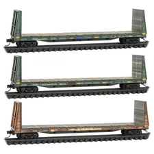 Micro-Trains MTL N-Scale Texas Oklahoma Eastern Bulkhead Flat Car Weathered 3-Pk