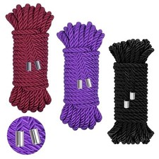 Soft Silk Rope, 3-Pack Skin Friendly 32ft 3 Colors:black wine Red purple