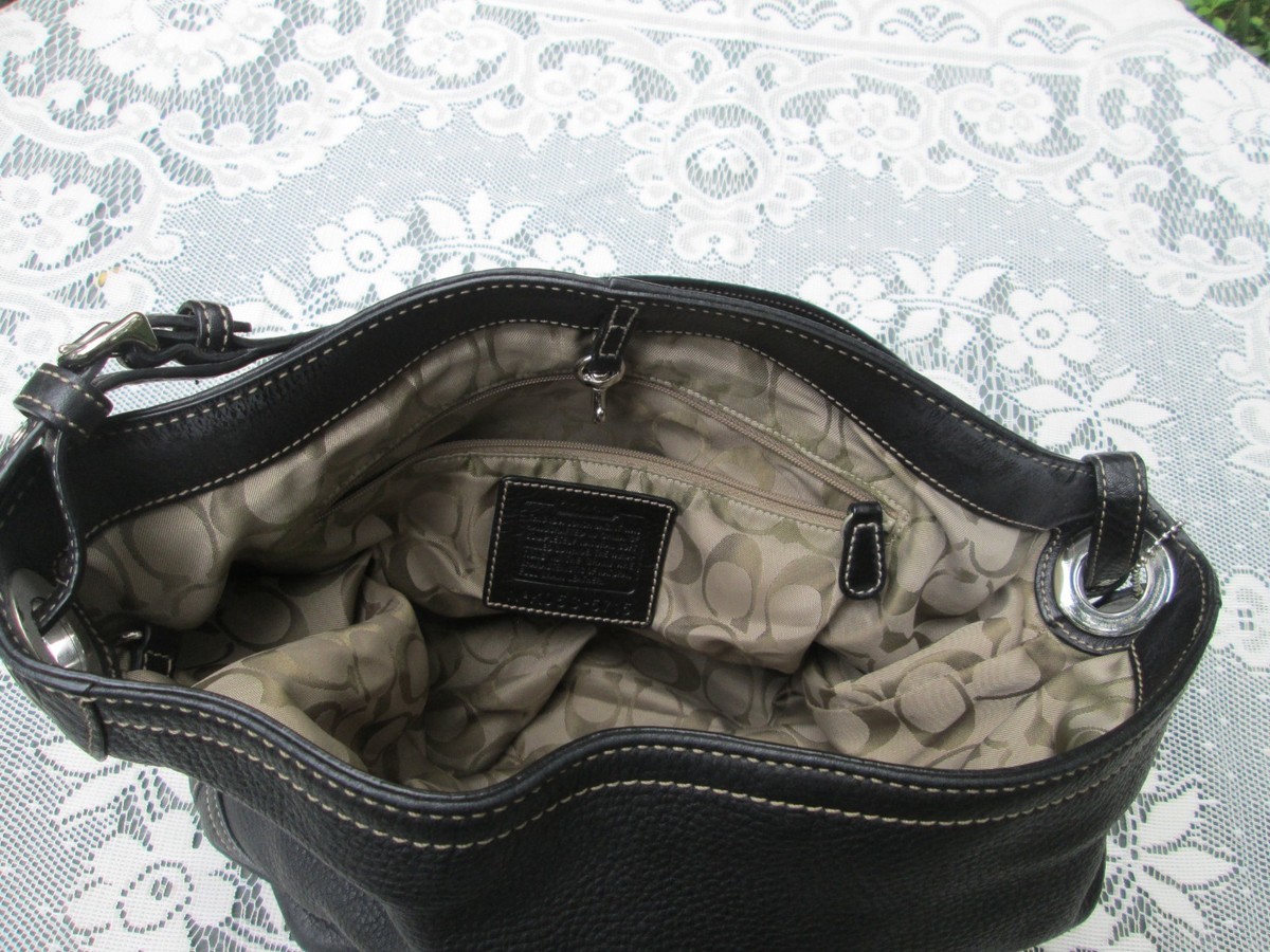 Vintage Coach 5715 Black Pebbled Leatherware Hobo Shoulder Handbag