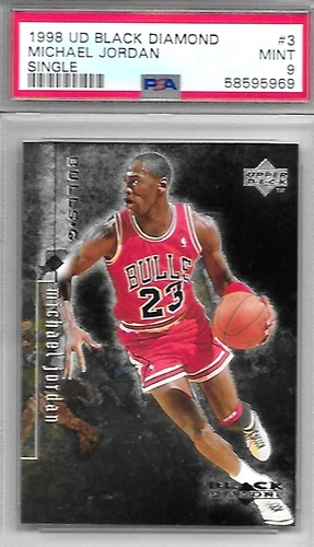 1998 UD BLACK DIAMOND SINGLE MICHAEL JORDAN WITH THE DUCKTOR CARD #51 PSA 9