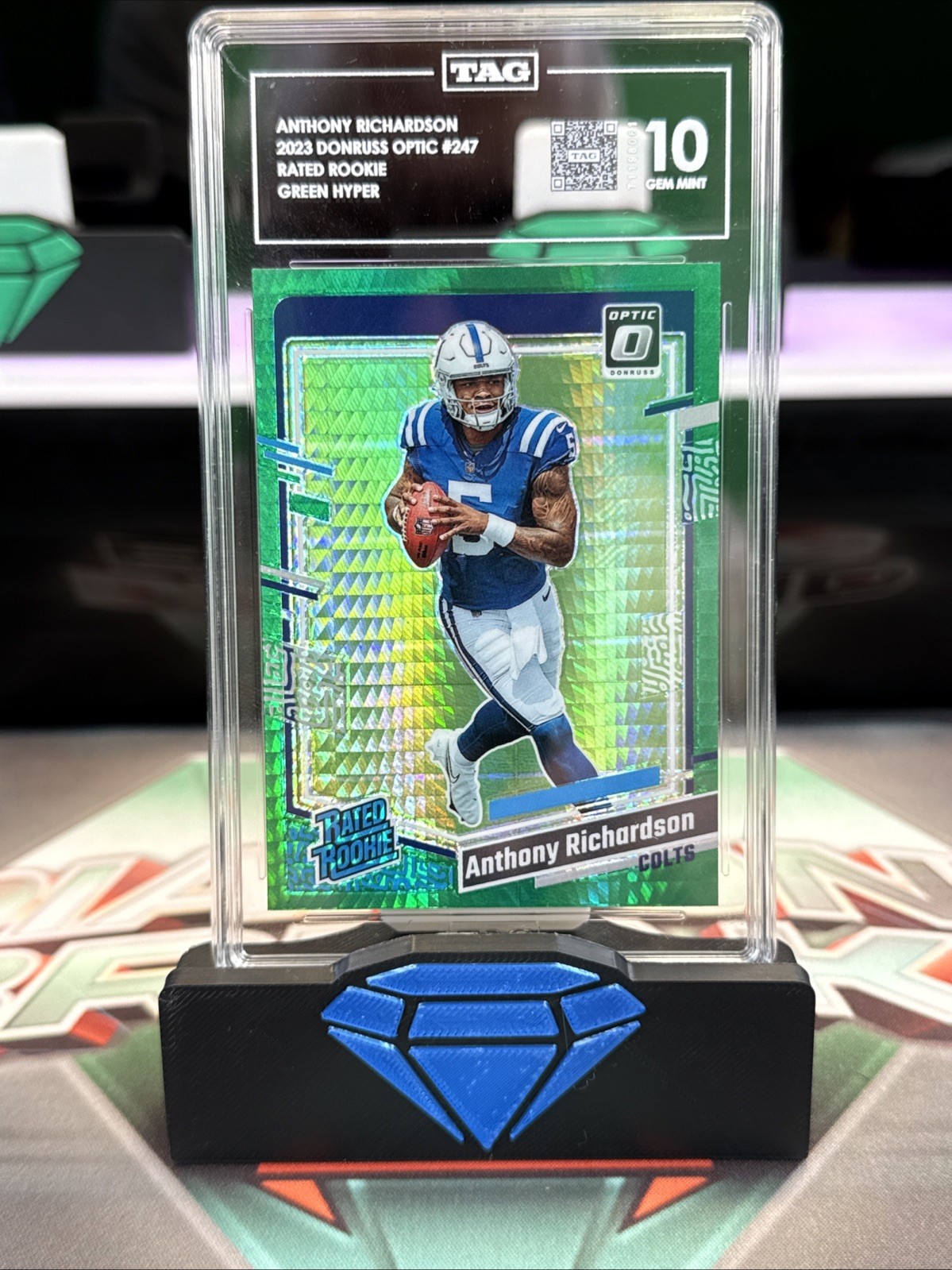 2023 Panini Optic - Rated Rookie Anthony Richardson #247 Green Hyper Prizm (RC)