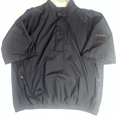Dry Joys by Foot Joy Lg 1/2 Zip Black Windbreaker Rain Jacket Mesh Lining Poly