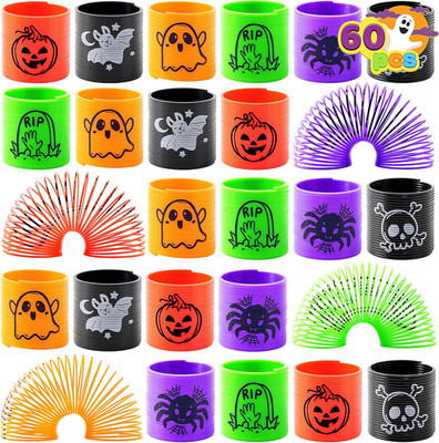 60 Pcs Halloween Coil Spring Toys, Mini Magic Stress Coil Party Favor Set