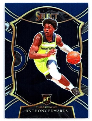 2020-21 Panini Select Anthony Edwards #61 RC Rookie Concourse Blue Silver Prizm