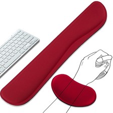 Keyboard Mouse Wrist Rest Set Ergonomic Memory Foam Cushion Support Red Pain