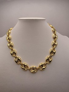 Authentic Gold Plated Sterling Silver Puffed Mariner Necklace 18"