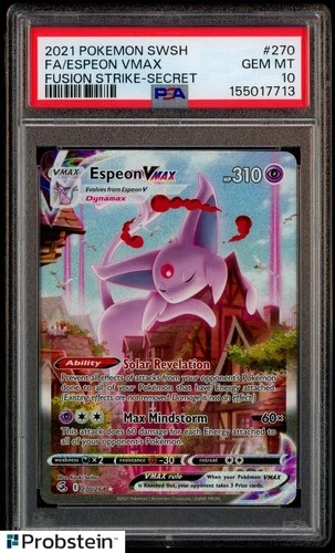 2021 Pokemon SWSH Fusion Strike Secret #270 FA Espeon VMAX PSA 10 GEM MINT