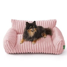 Cute Pet Sofa Bed for Cats  Medium Dogs, Supportive Indoor Couch, Pink 30in