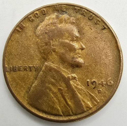 1946 D Lincoln Wheat Cent Woody XF Wood Grain EF Penny Improper Alloy Mix Error