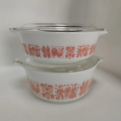Rare Vintage Pyrex Amish Butter print Casserole Bowl 2 piece Used Japan